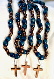 ~Handmade Prayer necklace and bracelet (**set) ....Color Deep Aqua Wash with Dark Almond Loose bead inset~