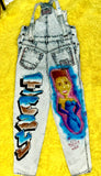 VINTAGE 1990's Air Brushed ELIE USED JEAN Overall Exclusively painted by Bay Area Rapper "PLAN B"!!