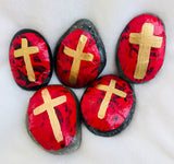 ~Hand made paper Prayer Rocks~ Red Rose!