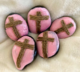 ~Opaque painted burlap Prayer Rocks~ Easter pink!