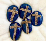 ~Opaque painted burlap Prayer Rocks~ Midnight sun!