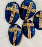 ~Opaque painted burlap Prayer Rocks~ Midnight sun!