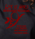 "LIFE IS HARD TEE" LIFE IS BLESSED WITH GOD IN IT! GOD NEVER SAID IT WOULD BE EASY! ♥"RED BRICK GLITTER"