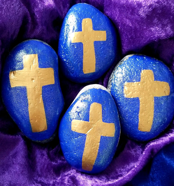 Prayer Pebble for kids: Blue Rasberry & Gold